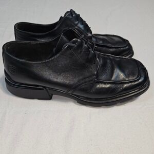 90s Vintage Kenneth Cole Reaction Men Black Leather Square Toe Shoes Size 11